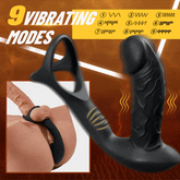 Masajeador de próstata vibrante con control remoto inalámbrico y anillos para el pene Joseph App